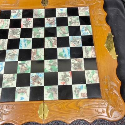 Vintage Hand made Chess Set with Wood Case