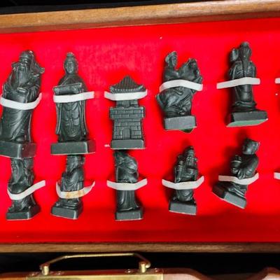 Vintage Hand made Chess Set with Wood Case