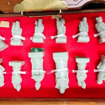 Vintage Hand made Chess Set with Wood Case