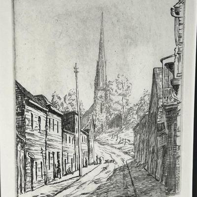 Don Swann Signed Original Etching Red Head Lane Annapolis 1/300