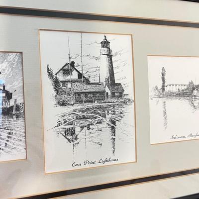 Eastern Shore Lighthouses Framed/Matted by Edmund S. Spinney