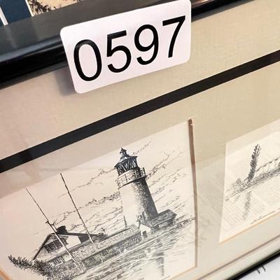 Eastern Shore Lighthouses Framed/Matted by Edmund S. Spinney