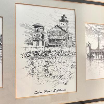 Eastern Shore Lighthouses Framed/Matted by Edmund S. Spinney