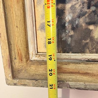 Vintage Original Railroad Crossing Oil Painting On Board 21"x27"