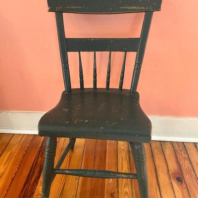 H704 Set of 6 Antique Assorted Plank Seat Wooden Chair