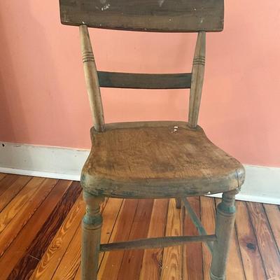 H704 Set of 6 Antique Assorted Plank Seat Wooden Chair