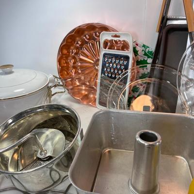 Copper molds, Bundt pans, madaline cookie sheets