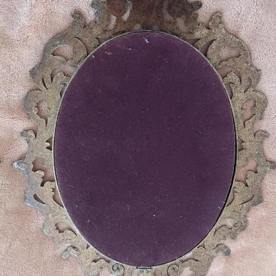 One Pair of Italian Brass Oval Flower Print Floral Brass Oval Frame