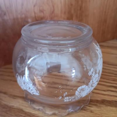 Antique U. S. Glass Blossom Domed Butter Dish with matching Globe vase