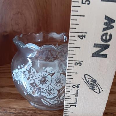 Antique U. S. Glass Blossom Domed Butter Dish with matching Globe vase