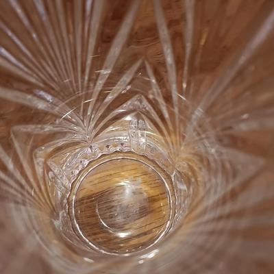 Two MIKASA Sparkling Star Candle Stick Votive Holders with small Mikasa glass vase