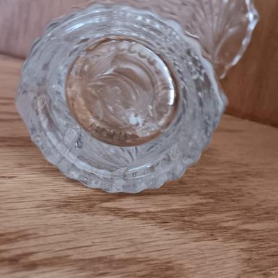 Two MIKASA Sparkling Star Candle Stick Votive Holders with small Mikasa glass vase