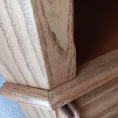 Beautiful Oak Bent original wood corner cabinet made in Grants Pass Oregon - Light inside!