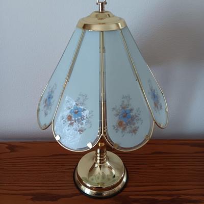 Blue Flowers Touch Lamp, 8 Panel Tiffany style touch lamp