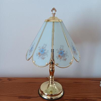 Blue Flowers Touch Lamp, 8 Panel Tiffany style touch lamp