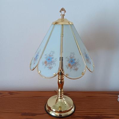 Blue Flowers Touch Lamp, 8 Panel Tiffany style touch lamp