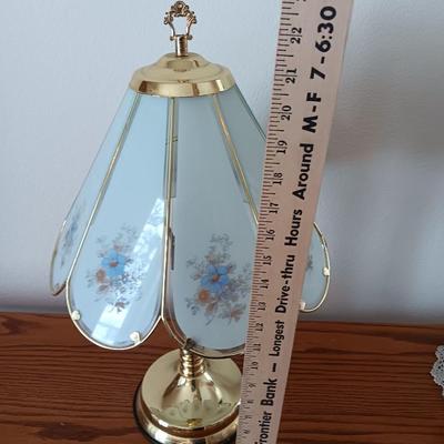 Blue Flowers Touch Lamp, 8 Panel Tiffany style touch lamp