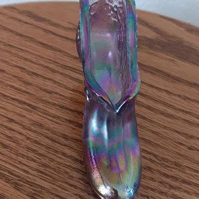 Iridescent glass slipper / shoe with friendship ball