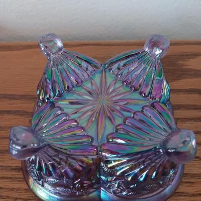 Fenton floral Carnival Art Glass Trinket Jewelry Box Dish