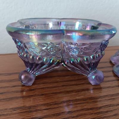Fenton floral Carnival Art Glass Trinket Jewelry Box Dish
