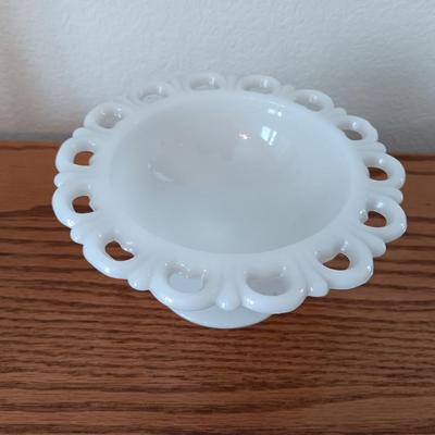 Assortment of beautiful milk glass dishware and vases