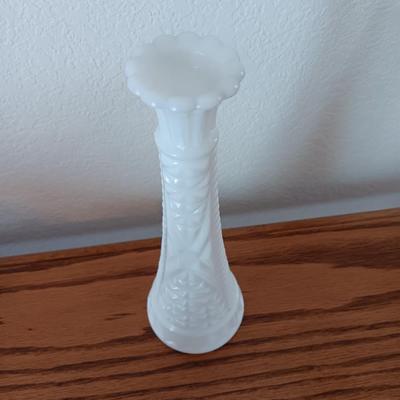 Assortment of beautiful milk glass dishware and vases