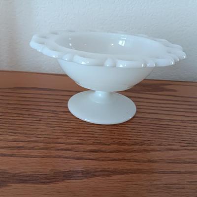 Assortment of beautiful milk glass dishware and vases