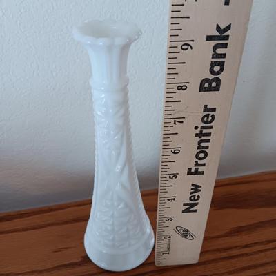 Assortment of beautiful milk glass dishware and vases