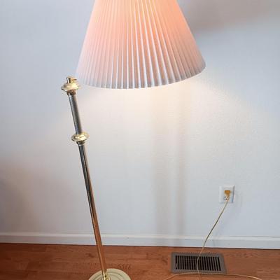 Brass adjustable swing-arm floor lamp
