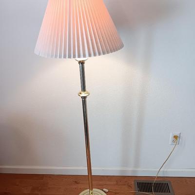 Brass adjustable swing-arm floor lamp