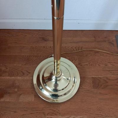 Brass adjustable swing-arm floor lamp