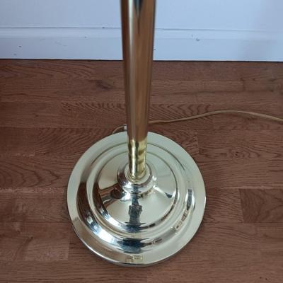 Brass adjustable swing-arm floor lamp