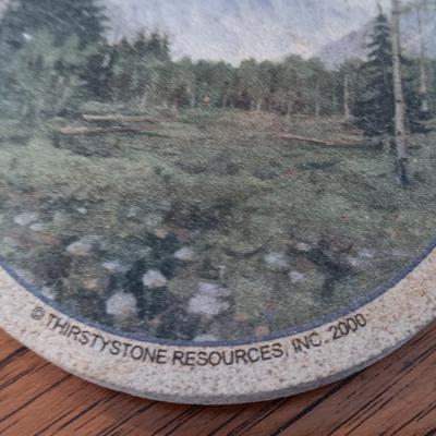Two turtles and a set of four stone Thirsty stone Mountain scenery coasters