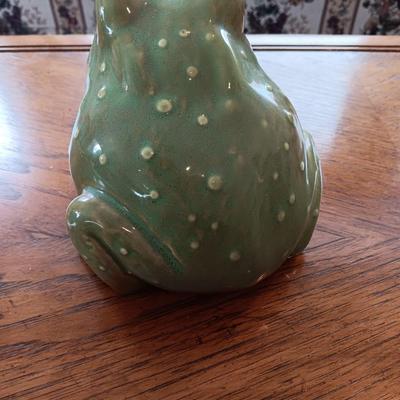 Ceramic Green Garden frog - such a happy frog!