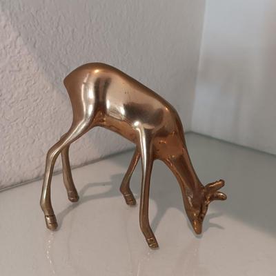 Two Brass Decorative deer Buck & Doe