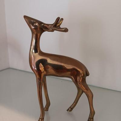 Two Brass Decorative deer Buck & Doe