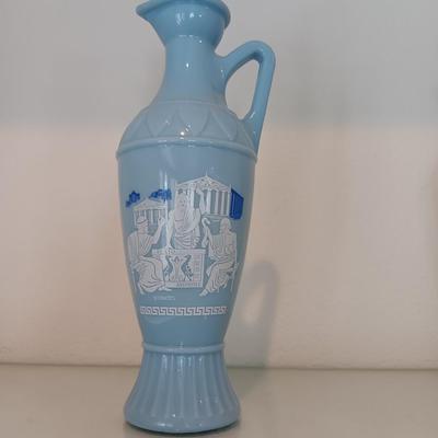 Two vintage 1961 Blue Grecian Urn Plato Socrates Aristotle Jim Beam Decanter Bottles