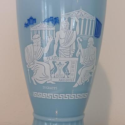 Two vintage 1961 Blue Grecian Urn Plato Socrates Aristotle Jim Beam Decanter Bottles