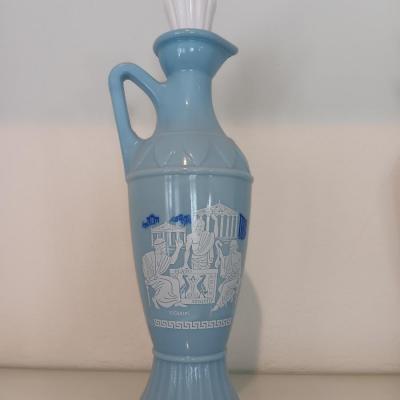 Two vintage 1961 Blue Grecian Urn Plato Socrates Aristotle Jim Beam Decanter Bottles