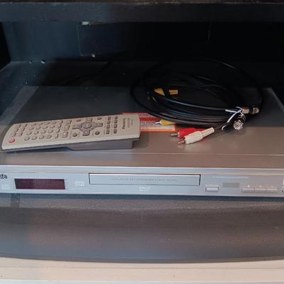 Panasonic DVD Player with remote control and an assortment of DVD videos