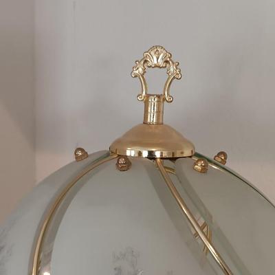 Small Tiffany style glass shade brass touch lamp