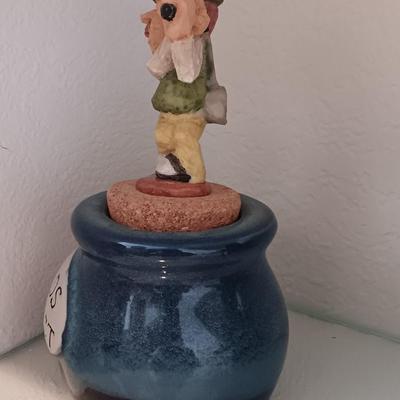 Two collectible Golfing figures - old man golfing and Worlds Greatest pottery with corked top golfer