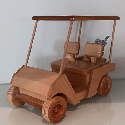 Wooden golf cart with golf bag and Boyds Bears & Friends edition 9E/65 "The lost ball"