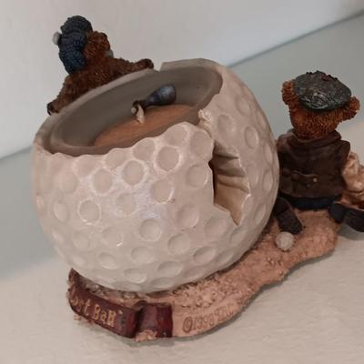 Wooden golf cart with golf bag and Boyds Bears & Friends edition 9E/65 "The lost ball"
