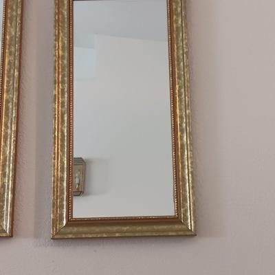Three-piece gold framed mirror set