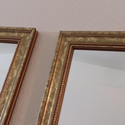 Three-piece gold framed mirror set