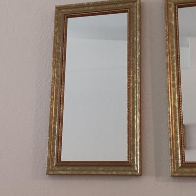 Three-piece gold framed mirror set