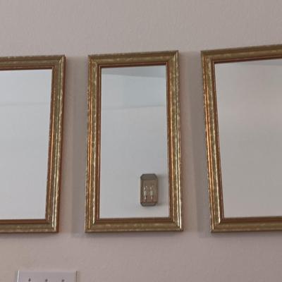 Three-piece gold framed mirror set