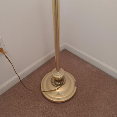Brass Floor lamp with white and gold globe - takes a regular lightbulb.