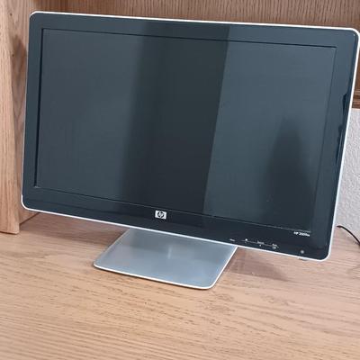 HP Computer monitor, keyboard, mouse, and speakers